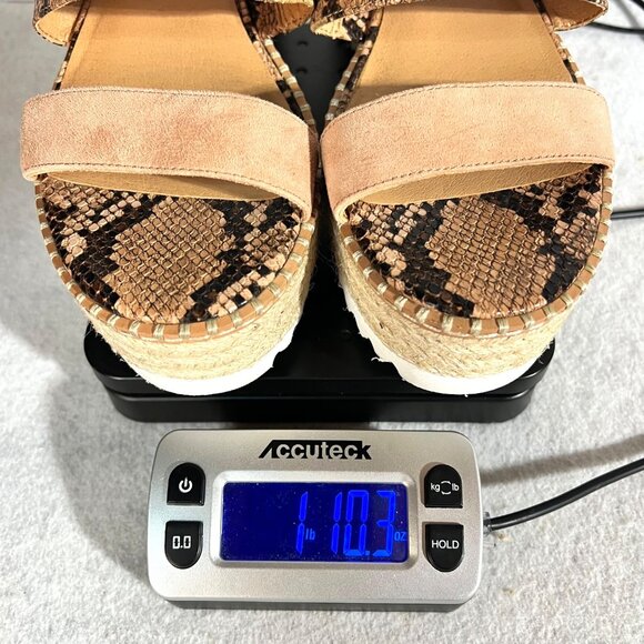 Crown Vintage Espadrille Platform Sandals Womens 9M Snake Print Tan Ankle Strap - Picture 13 of 14